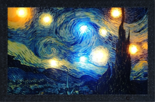 نقاشی معروف ونگوگ - نقاشی شب پر ستاره با نور پردازی
